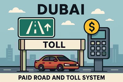 Dubai paid road and toll system illustration Dubai paid road and toll system illustration